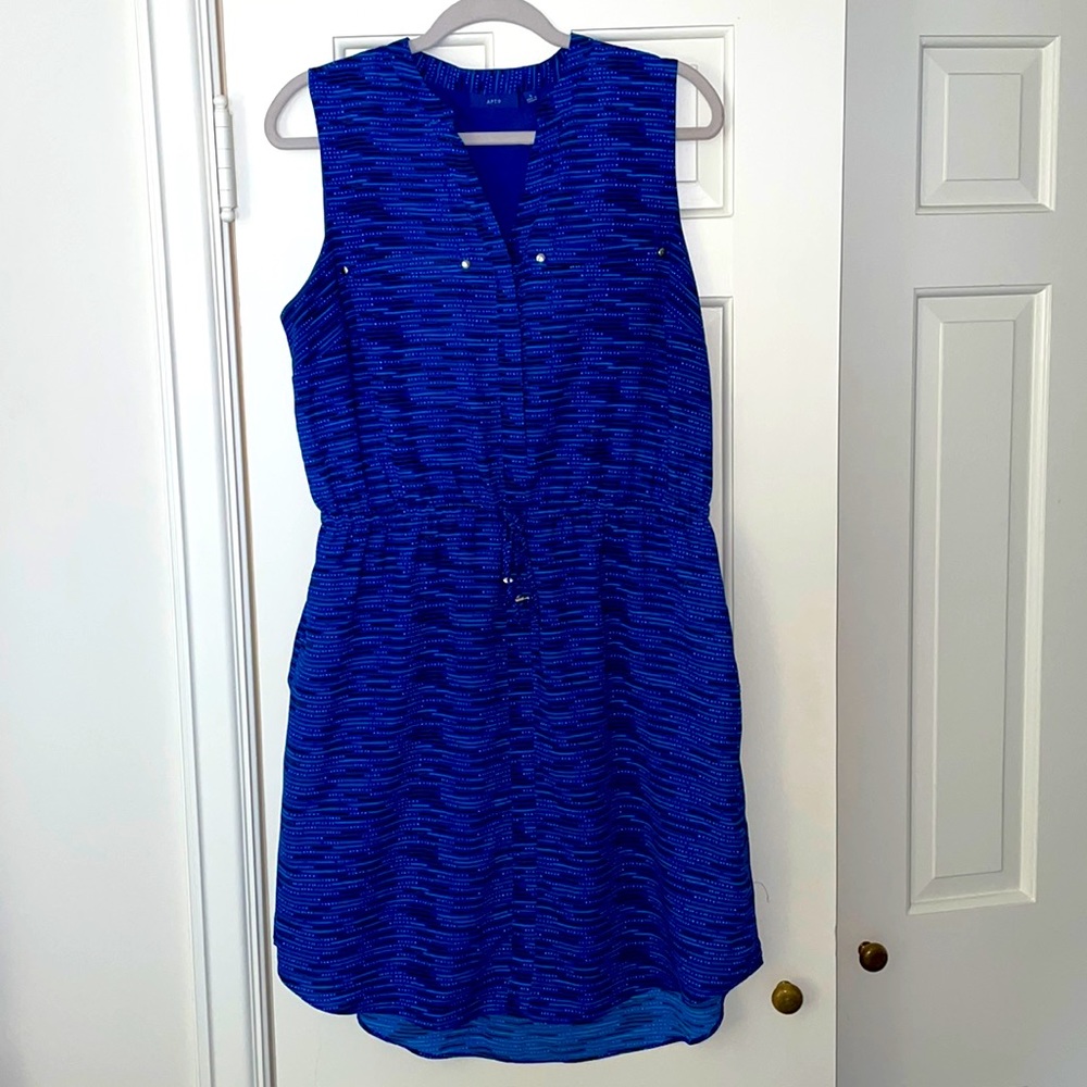 Apt 9 blue Sleeveless dress with cinch tie waist size large